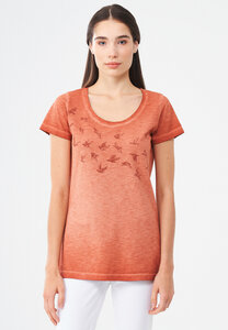 Garment Dyed T-Shirt aus Bio-Baumwolle mit Vögel-Print - ORGANICATION