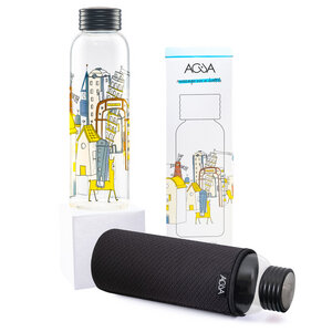Trinkflasche aus Glas 0,75l inkl. Thermo-Sleeve - ACUA Bottles