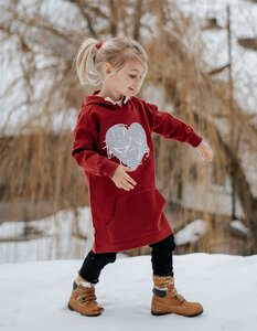 Kinder Oversize Pullover aus Buchenholz Faser "Camilla" | bordeaux mit Druck - CORA happywear