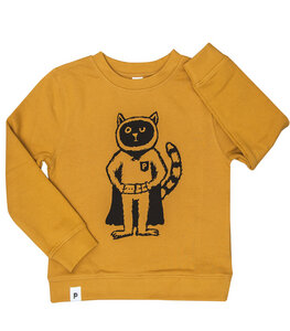 Karlo Superhelden Kater - Kinder Bio Sweater - Organic Cotton - Gelb - päfjes