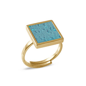 Square Ring Gold mit Kork | Verstellbarer Ring Quadrat 18k vergoldet - KAALEE jewelry