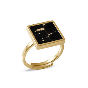 Square Ring Gold mit Kork | Verstellbarer Ring Quadrat 18k vergoldet - KAALEE jewelry
