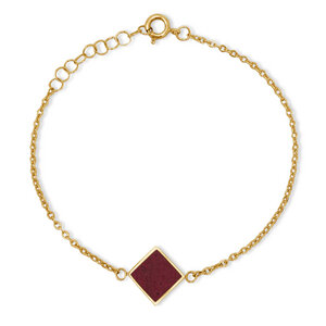 Armkettchen Gold mit buntem Kork | 18k Vergoldet | Anhänger Quadrat - KAALEE jewelry