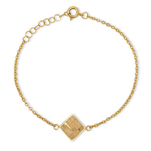 Armkettchen Gold mit buntem Kork | 18k Vergoldet | Anhänger Quadrat - KAALEE jewelry