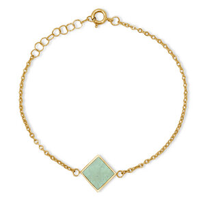 Armkettchen Gold mit buntem Kork | 18k Vergoldet | Anhänger Quadrat - KAALEE jewelry