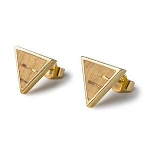 Dreieck Ohrringe Gold Kork | Triangle Ohrstecker Holz | Geschenk Box - KAALEE jewelry