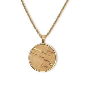 Halskette Gold mit Kork | Circle Anhänger Rund Holz | Geschenke Box - KAALEE jewelry