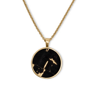 Halskette Gold mit Kork | Circle Anhänger Rund Holz | Geschenke Box - KAALEE jewelry