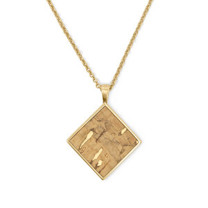 Halskette Gold mit Kork | Square Anhänger Quadrat | Geschenk Box - KAALEE jewelry