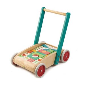 Lauflernwagen mit Holzbausteine ab 18 Monaten - Tender Leaf Toys