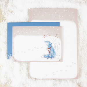 Grußkarte Fuchs im Schnee - Bow & Hummingbird