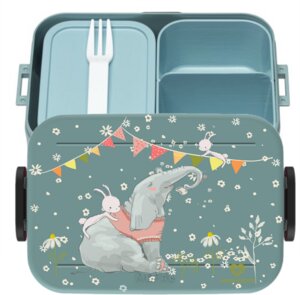 Bento Box Brotdose Lunchbox Elefant Hase für Kinder Mädchen Junge türkis - wolga-kreativ