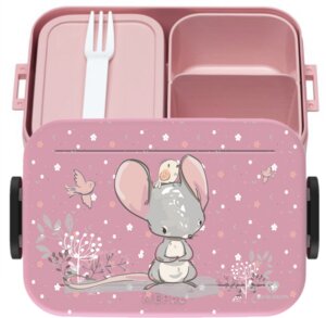 Bento Box Brotdose Lunchbox süße Maus für Kinder Mädchen Junge rosa - wolga-kreativ