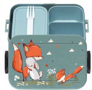 Bento Box Brotdose Lunchbox Waldtiere Fuchs für Kinder Mädchen Junge türkis - wolga-kreativ