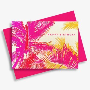 Briefkarte Happy Birthday Pink Palme - Pink Stories