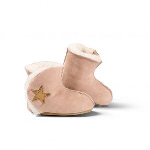 Lammfell Baby-Schuh Ranger Hausschuh Leder Größe 16-25 rosa / braun - Fellhof