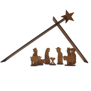 Moderne Holzkrippe ‘Einfach Weihnachten’ | 10-teilig | zum Zusammenstecken - 4betterdays
