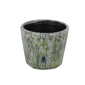 Blumentopf aus Keramik grün/braun 14cm Moos - Mitienda Shop
