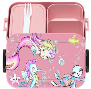 Bento Box Brotdose Lunchbox Meerjungfrau Schildkröte für Kinder Mädchen Junge rosa - wolga-kreativ
