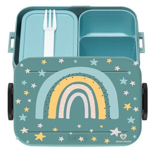 Bento Box Brotdose Lunchbox Regenbogen Sterne für Kinder Mädchen Junge türkis - wolga-kreativ