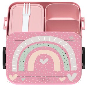 Bento Box Brotdose Lunchbox Regenbogen Herzen für Kinder Mädchen Junge rosa - wolga-kreativ