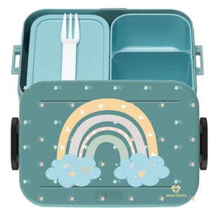 Bento Box Brotdose Lunchbox Regenbogen Wolke für Kinder Mädchen Junge türkis - wolga-kreativ