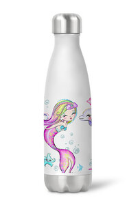 Thermoflasche Trinkflasche Meerjungfrau Delphin für Kinder Kindergarten Schule - wolga-kreativ