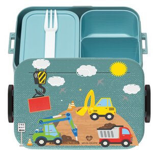 Bento Box Brotdose Lunchbox Baustelle für Kinder Mädchen Junge türkis - wolga-kreativ