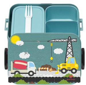 Bento Box Brotdose Lunchbox Baukran für Kinder Mädchen Junge türkis - wolga-kreativ