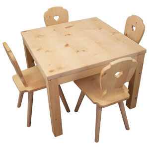 Kindersitzgruppe in Zirbenholz ‘Sweetheart’ | 1 Tisch und 4 Stühle | Made in Südtirol - 4betterdays