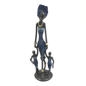 Bronze-Skulptur "Frau mit Kindern" by Issouf | 25 cm | Unikat | versch. Farben - Moogoo Creative Africa