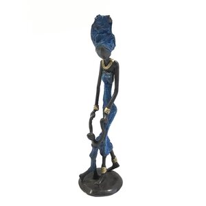 Bronze-Skulptur "Laufen lernen - Frau mit Kind " by Issouf | 25 cm | Unikat | versch. Farben - Moogoo Creative Africa