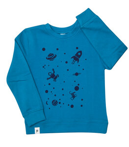 Weltall mit Katze - Kinder Bio Sweater - Organic Cotton - Blau - päfjes
