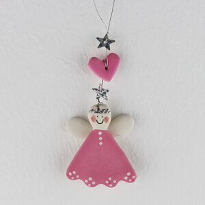 Engel zum Aufhängen , Keramik rosa, Weihnachtsdeko - Mitienda Shop