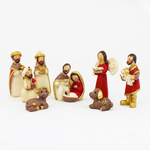 Weihnachtskrippen-Figuren Set Aus Harz – Handbemalt, Ca. 12 Cm, Für Tisch & Dekoration