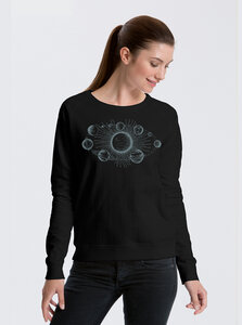 Bio Damen-Sweatshirt Sonnensystem - Peaces.bio - handbedruckte Biomode
