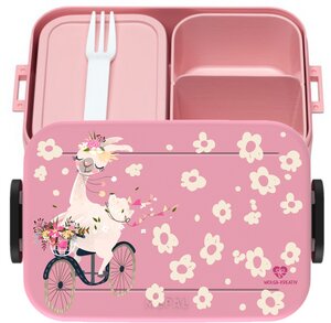 Bento Box Brotdose Lunchbox Boho Lama für Kinder Mädchen Junge rosa - wolga-kreativ