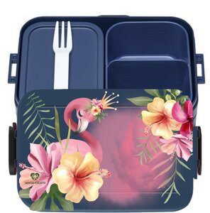 Bento Box Brotdose Lunchbox Flamingo für Kinder Mädchen Junge blau - wolga-kreativ