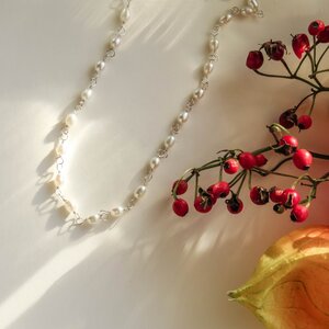 Perlen Kette mit Silberringen Fair-Trade und handmade - pakilia