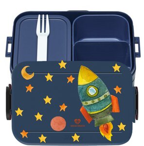 Bento Box Brotdose Lunchbox Weltraum Rakete für Kinder Mädchen Junge blau - wolga-kreativ