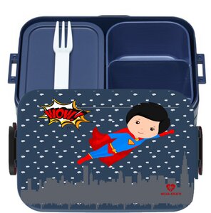 Bento Box Brotdose Lunchbox Held für Kinder Mädchen Junge blau - wolga-kreativ
