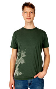 Shirt aus Biobaumwolle für Herren "Olive Tree" in Washed Green/Brown - Life-Tree