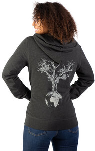 Zipper aus Biobaumwolle für Damen "Weltenbaum" in Dark Heather Grey/Heather Blue - Life-Tree