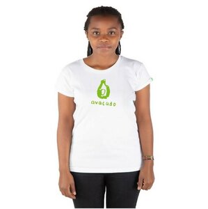Damen T-Shirt aus Bio-Baumwolle mit Brustprint AVOCADO weiß - Kipepeo-Clothing