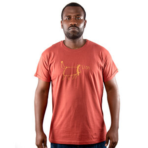 Herren Print T-Shirt aus Bio-Baumwolle LION Marsala. Handmade in Kenya - Kipepeo-Clothing