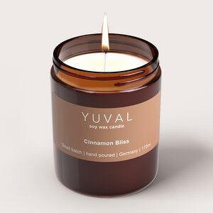 YUVAL Vegane Duftkerze im Glas mit Zimt und Apfel Duft (Cinnamon Bliss) - YUVAL