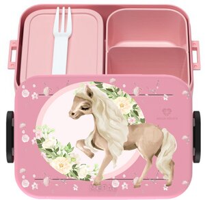 Bento Box Brotdose Lunchbox Pony für Kinder Mädchen Junge rosa - wolga-kreativ