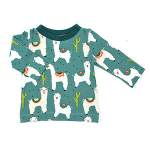 BIO Langarmshirt "Alpakas" staubgrün - Sternchenwolke