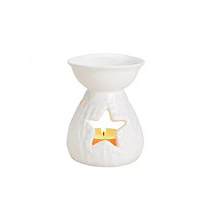 Duftlampe aus Keramik Weihnachtsmotiv Tanne oder Stern schwarz/weiß - Mitienda Shop