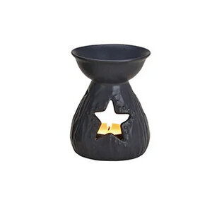 Duftlampe aus Keramik Weihnachtsmotiv Tanne oder Stern schwarz/weiß - Mitienda Shop